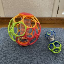 Oball Easy Grip Rollin Rainstick Rattle 6” Ball & 4” Oball Shaker Rattle/Baby Toys