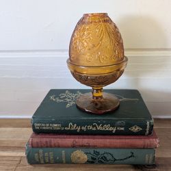 Vintage Indiana Glass Amber Tiara Fairy Lamp 