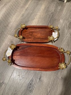 Gold cherry blossom tree branch trays large and small decor