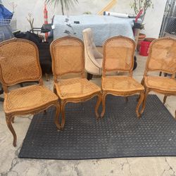  Chairs- 4x Wood Cane Chairs