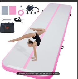 Gymnastics Air Mat, 4 inch Thickness Inflatable Gymnastics Tumbling Mat, Tumble Track with Electric Pump, Training Mats for Home Use/Gym/Yoga/Cheerlea