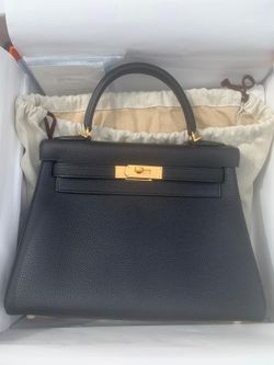 Black Togo Kelly 28cm Bag