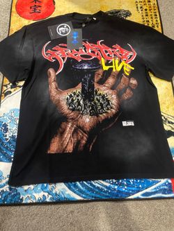 Black hellstar t- shirt. size: L