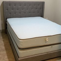 Queen  Size Gray Fabric Bed.