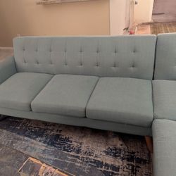 Large Turquoise L-Shaped Couch