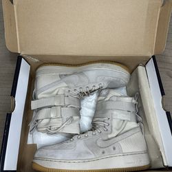 Nike SF Air Force 1 String Beige Brown Combat Boots Straps Military Size 10.5