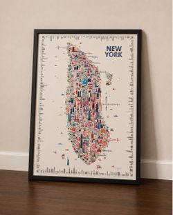 New York City Illustrated Map Framed Print