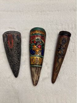 Three vintage Japanese wall pockets