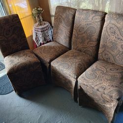 Classic Dining Chairs Slip Cover Long Skirt And Back Ties 