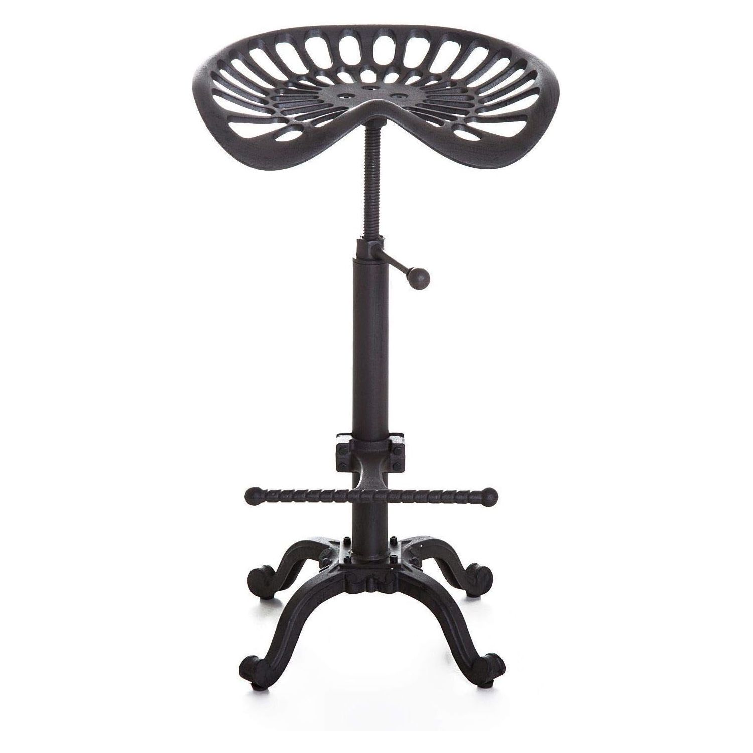 LOKKHAN Rustic Industrial Bar Stool - Cast Iron Tractor Seat - Adjustable Counter Height Swivel Breakfast Bar - Farmhouse Metal Stool - 19.7-26.8 Inch