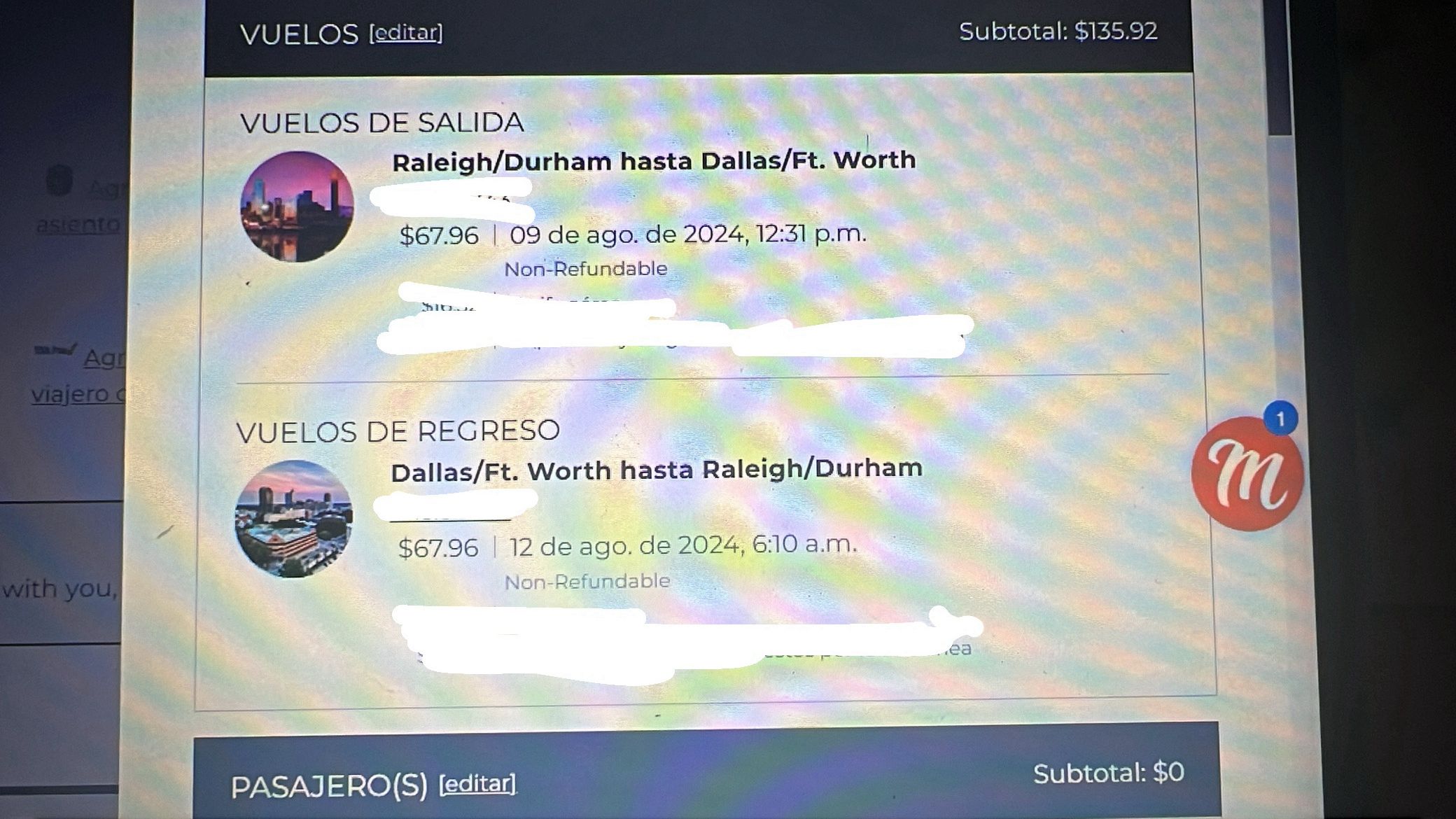 2 Flights Raleigh-Dallas