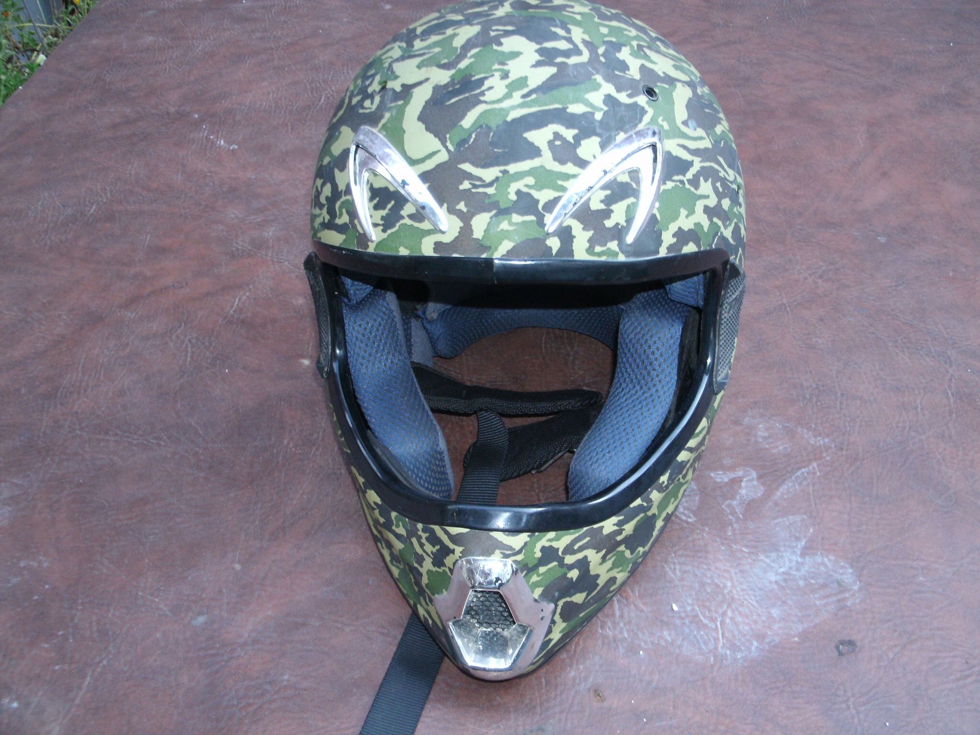 Camouflage Motorcycle Helmet Large Dot Approve No Shield
