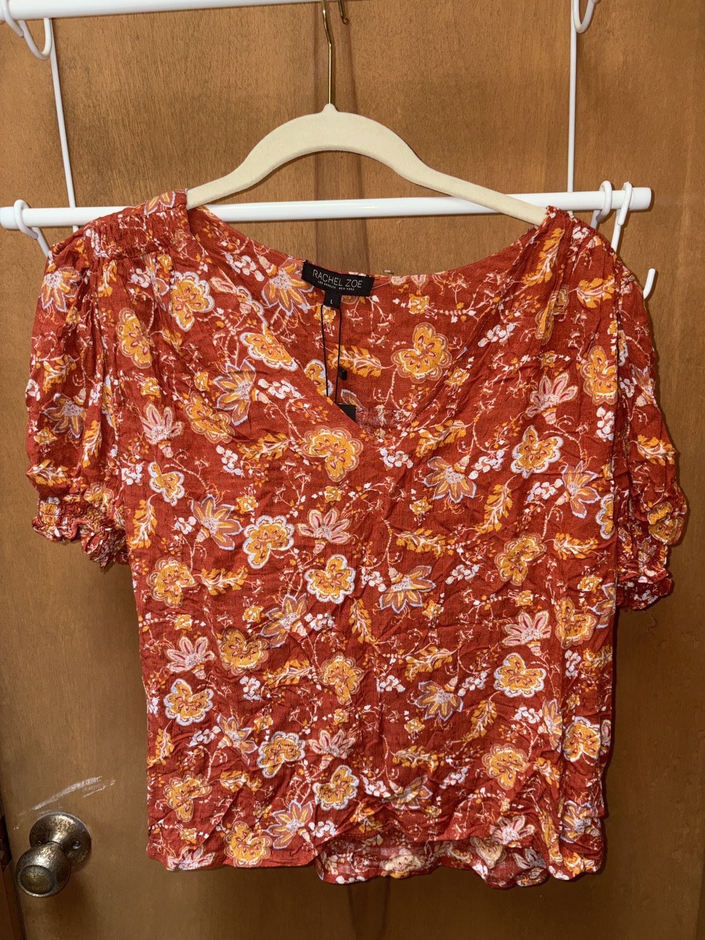 Rachel Zoe Fairy Fall Ditsy Floral Burnt Orange Size Large NWT