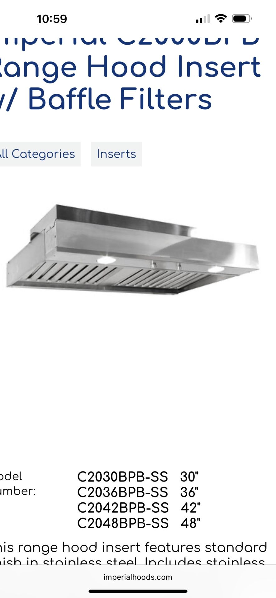 Range Hood Insert w/ Baffle Filters