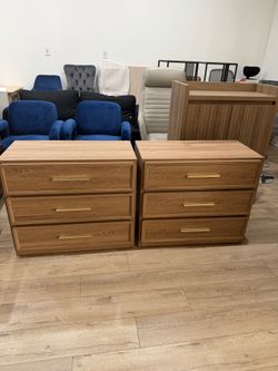 Oversized Night Stand Set 2 for Bedroom 31.3" Bedside Table,Extra Large Nightstands with Storage Tall Bed Side Table with 3 Drawer ,Brown oak