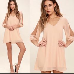LULUS Shifting Dears Blush Pink Dress size XS sexy lovely club wear sleeves slit