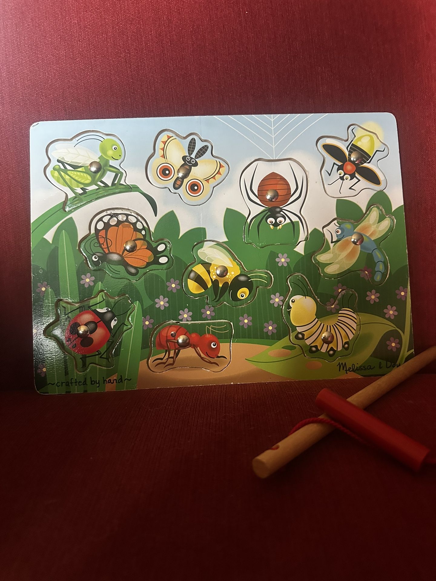 Melissa & Doug Magnetic Wooden Bug Catching Game, Includes Magnetic Bug Net