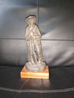 Western Frontiersman Metal Figurine on Wood Base