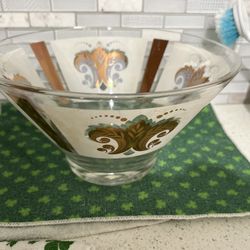 Vintage Large Anchor, Hacking MCM Serving Bowl Salad Chips, Gold Fleur De Lus 