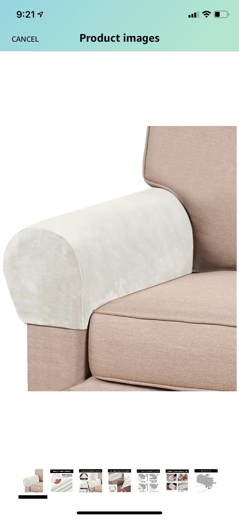 Armrest cover for couch or sofa