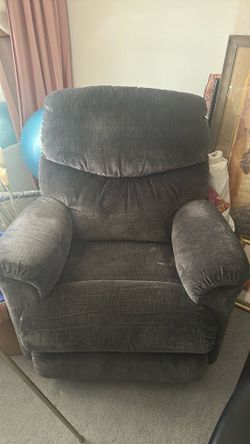Perfect velvety blue/grey recliner