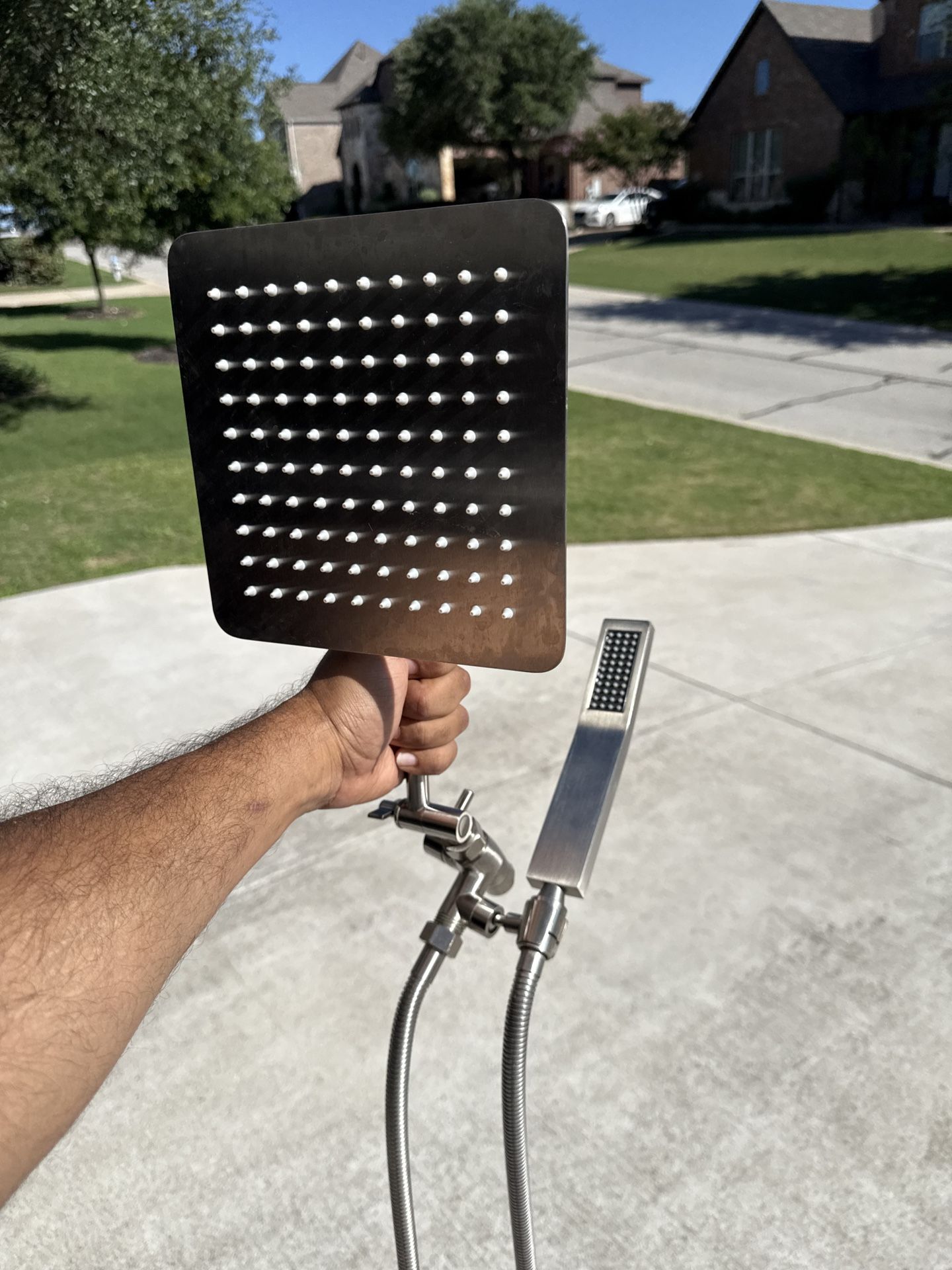 Brushed Nickel Rainfall Shower Head Set