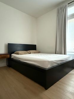 Dark Wooden Bed Frame with Drawers