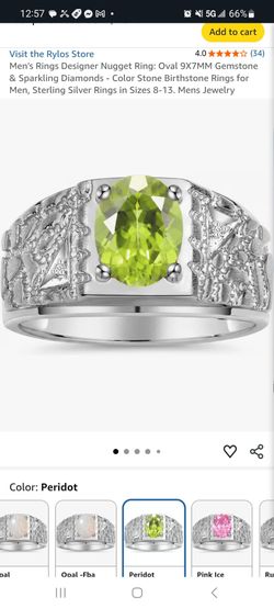 Men's Sterling Silver Peridot Nugget Ring