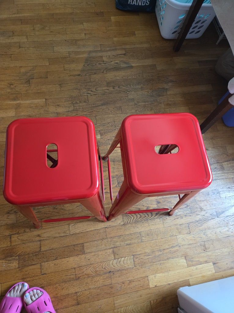 Bar Stools Red Metal With Covers