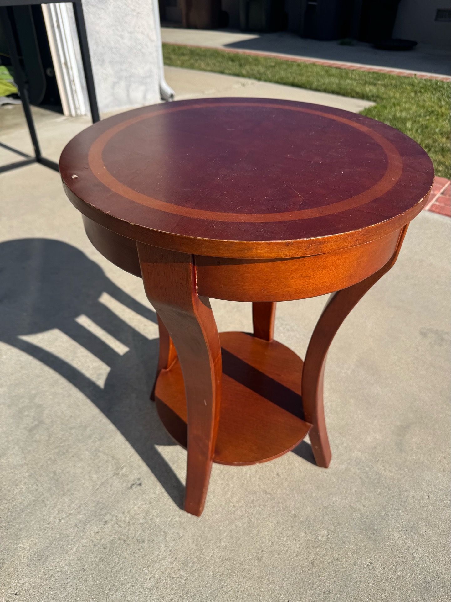 Round Wood Accent Side Table