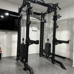 PRO SERIES Ultimate 3-1 Half Rack Functional Trainer w/Smith Machine Bar | 400lb Stack | Gym Equipment | Fitness | Commercial | Squat Rack 