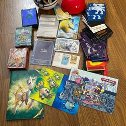 Pokémon TCG Accessory Lot Stockers, Coins, Cases, Notebooks, Play mats, Pokeball, Toys, Etc