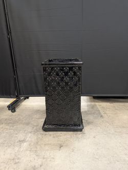 Tall Black Glazed Ceramic Planter with Diamond Pattern