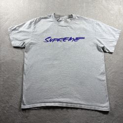 Y2K Supreme Futura Logo Men’s Medium Gray Justice For All T Shirt #501