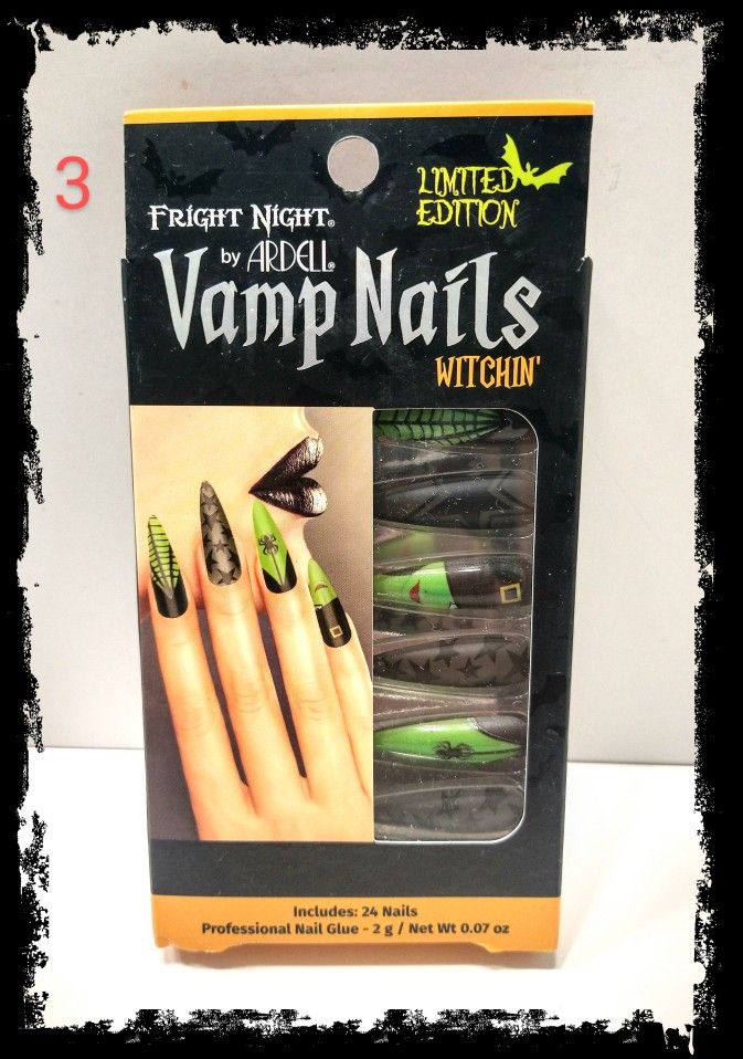 ☠️ Fright Night - WITCHIN' ☠️ Black & Green ~ Limited Edition ~ Vamp Nails *NIB*