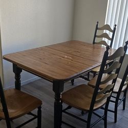Farmhouse Dining Set - Olive Green & Brown (Table + 6 Chairs)