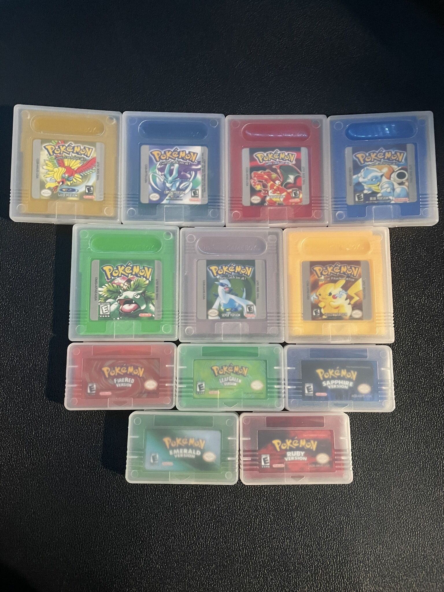 Gameboy Color, Advance GBA GBC Pokemon Emerald, Crystal, Fire Red, Blue, Gold Silver, Ruby