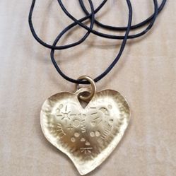 Large Gold Plated Pendant On Leather Cord 