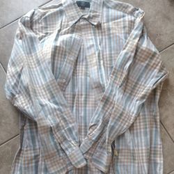 Vintage Fit Long Sleeve Plaid Cotton Button Up Shirt Mens