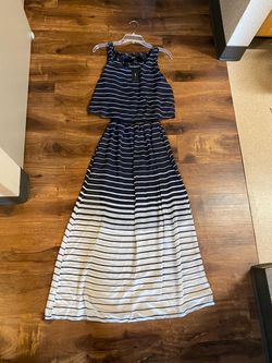 Robert Louis brand Navy & White Striped Maxi Dress with Tags