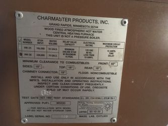 Charmaster Wood Boiler u0026Atmospheric Hot Water Storages Tank for Sale in  Harwinton, CT - OfferUp