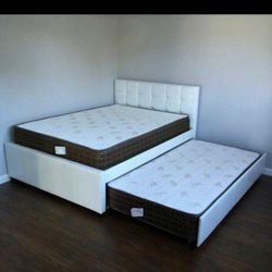 Full Twin Trundle Bed With Bamboo Mattress 
