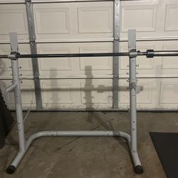 Squat Rack Plus 45 Pound Bar/attachments