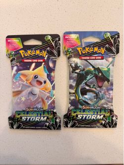 Sleeved Pokemon Sun & Moon Celestial Storm blister packs