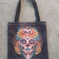 Skull Women with Flowers Hand Bag