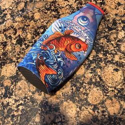 Ed Hardy Tattoo Print Koi Fish Bottle Koozie