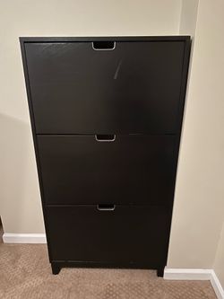 IKEA STALL Black Shoe Cabinet with 3 Compartments