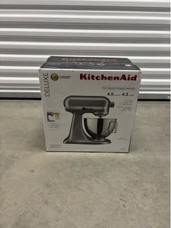 KitchenAid Deluxe Series 4.5 Quart Tilt-Head Stand Mixer with Stainless Bowl, Contour Silver, KSM97CU