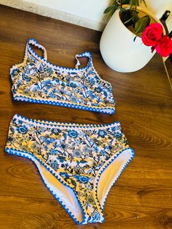 Blue Floral Two-Piece Bikini Set