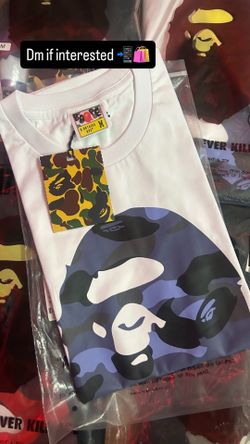 White and Blue bape tee